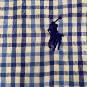 Ralph Lauren Men’s Classic Fit Performance Blue Check Button Down Shirt Size L